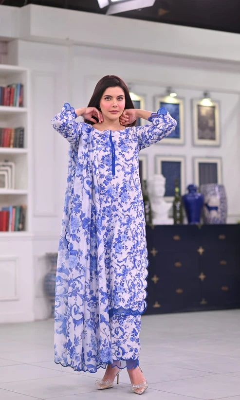 Nida Yasir Digital Printed 3 Piece Swiss Lawn With Voile Lawn Dupatta 86