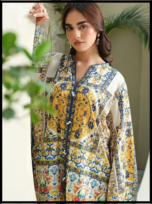 Digital Printed 3 Piece Swiss Lawn With Silk Dupatta 102
