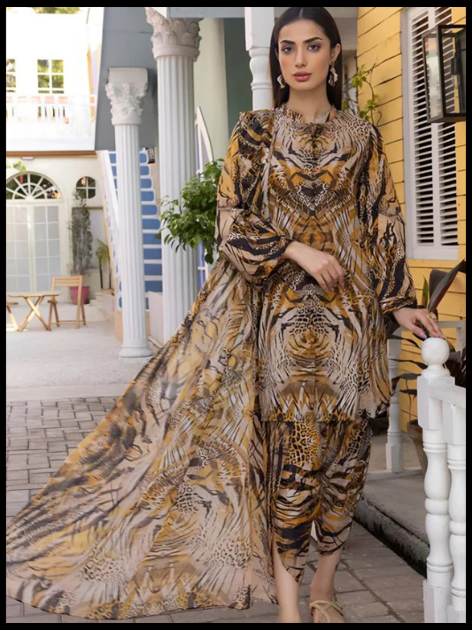 Digital Printed 3 Piece Swiss Lawn With Organza Dupatta 101