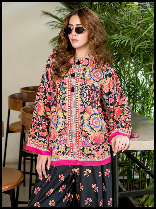 Digital Printed 3 Piece Swiss Lawn With Silk Dupatta 98