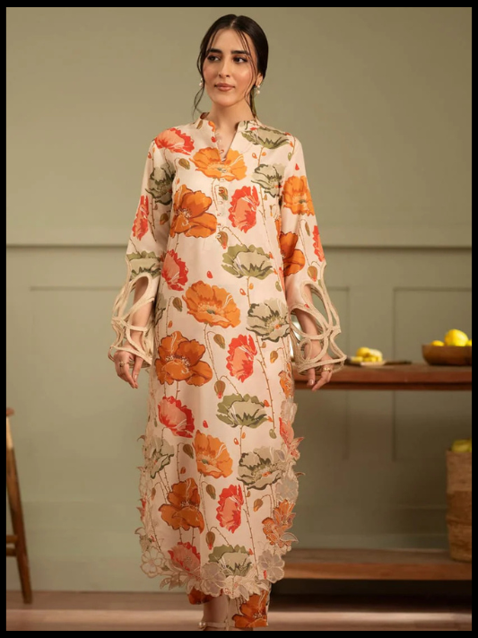 Digital Printed 3 Piece Swiss Lawn With Silk Dupatta 71