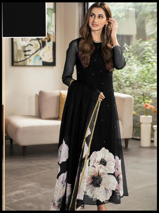 Digital Printed 3 Piece Swiss Lawn With Silk Dupatta 72