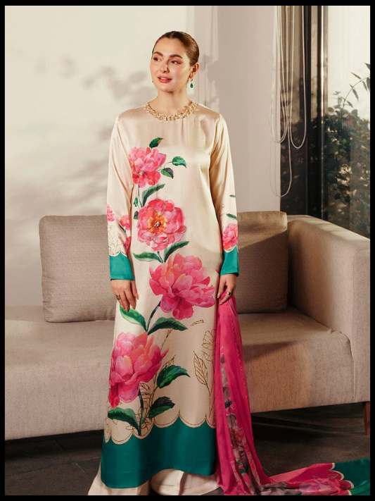 Hania Amir Digital Printed 3 Piece Swiss Lawn With Silk Dupatta 73