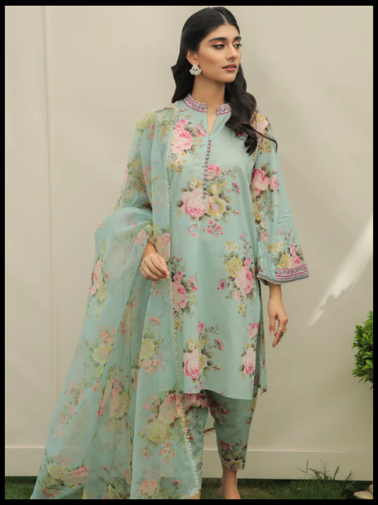 Digital Printed 3 Piece Swiss Lawn With Organza Dupatta 32