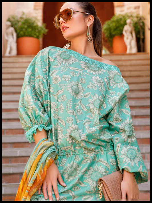 Digital Printed 3 Piece Swiss Lawn With Silk Dupatta 105