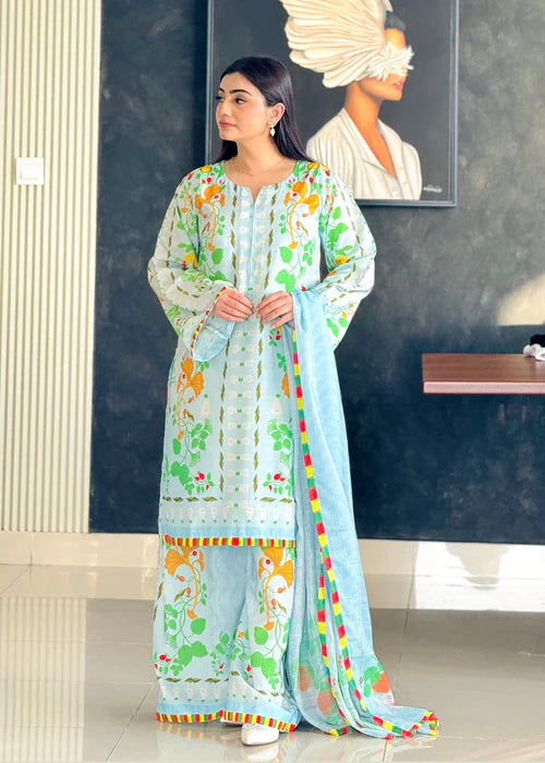 Digital Printed 3 Piece Swiss Lawn With Silk Dupatta 89